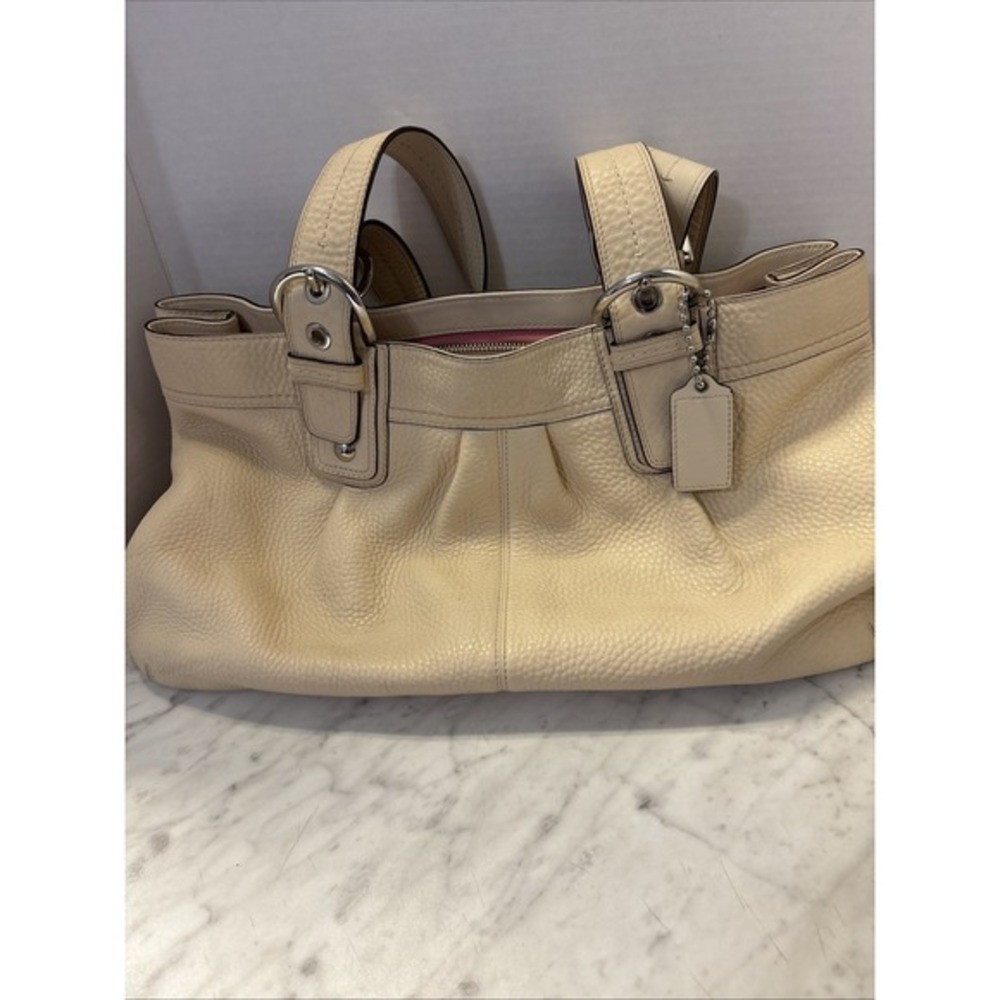 Coach Madison Maggie Large Tote F13733 Ivory Beige Leather Shoulder Bag
